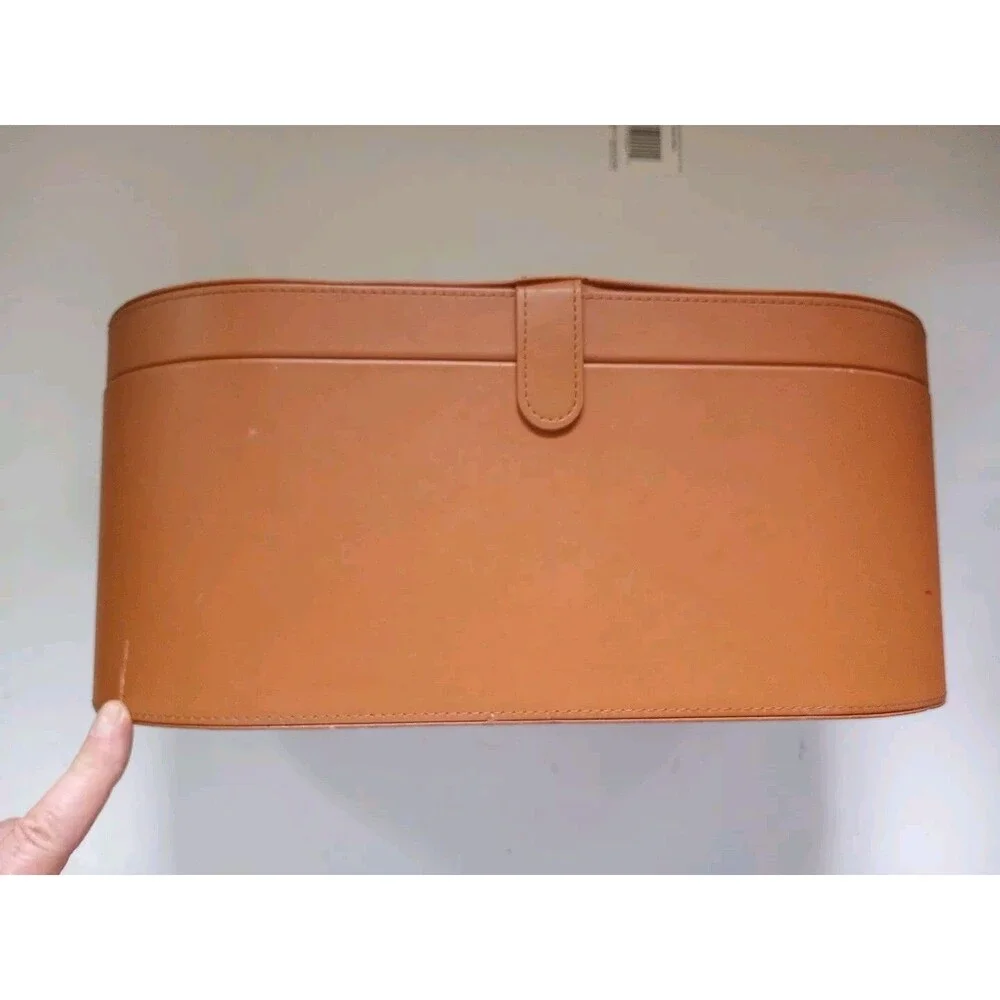 DYSON Airwrap Styler Leather Large Storage Hard Box Tan Brown CASE ONLY